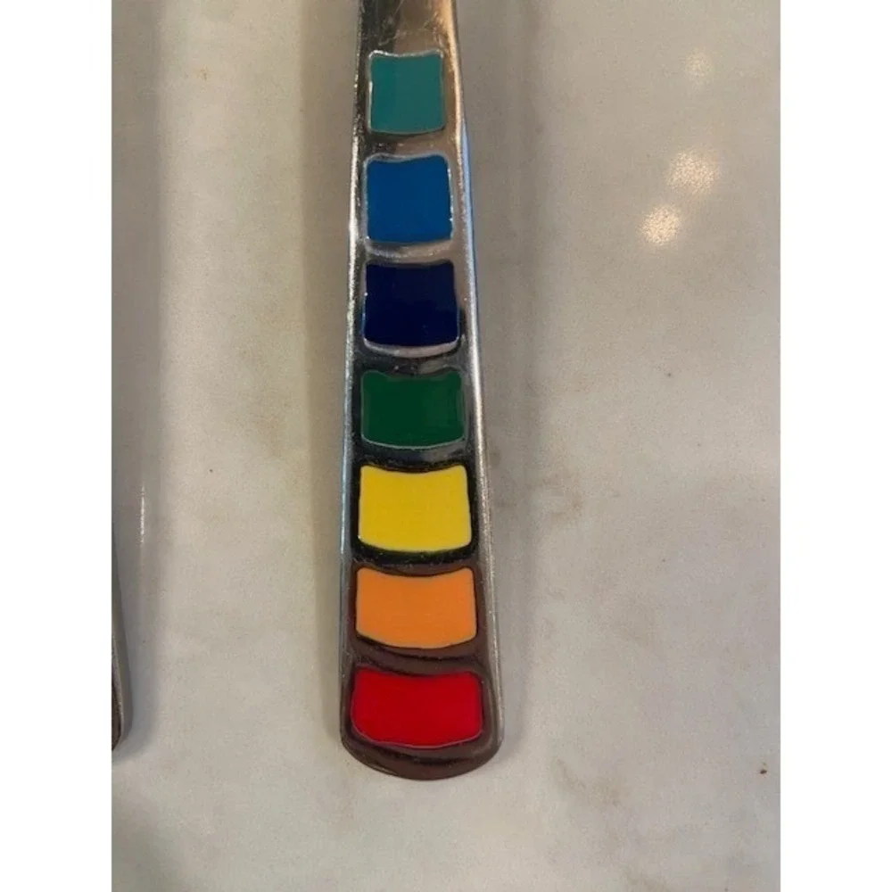 Fiesta Celebration Rainbow Stripe Tablespoons Stainless Steel Set of 2 8 Inch